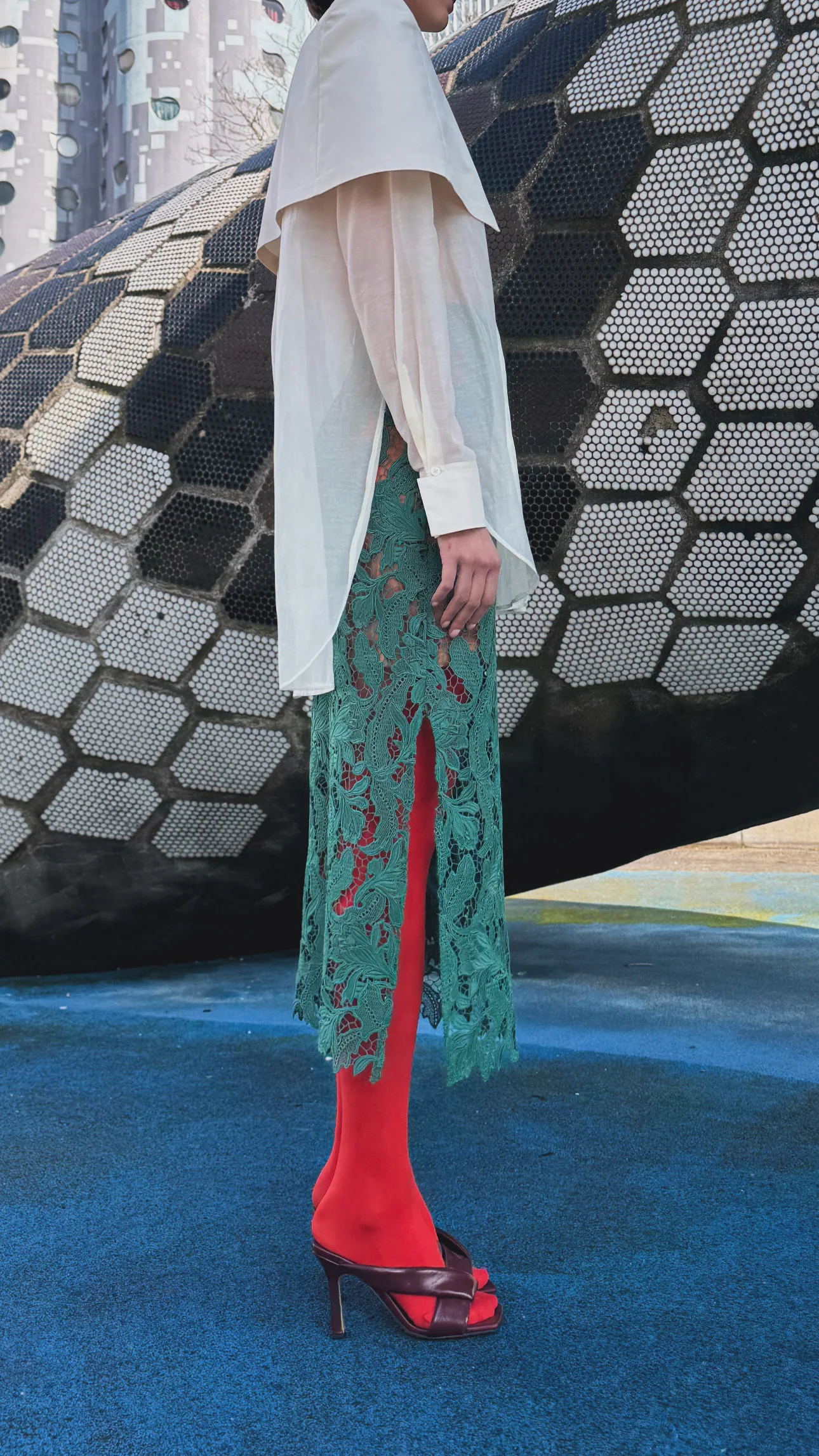 Florentine Lace Midi Skirt / Vert (Pre-Order) - Image 5