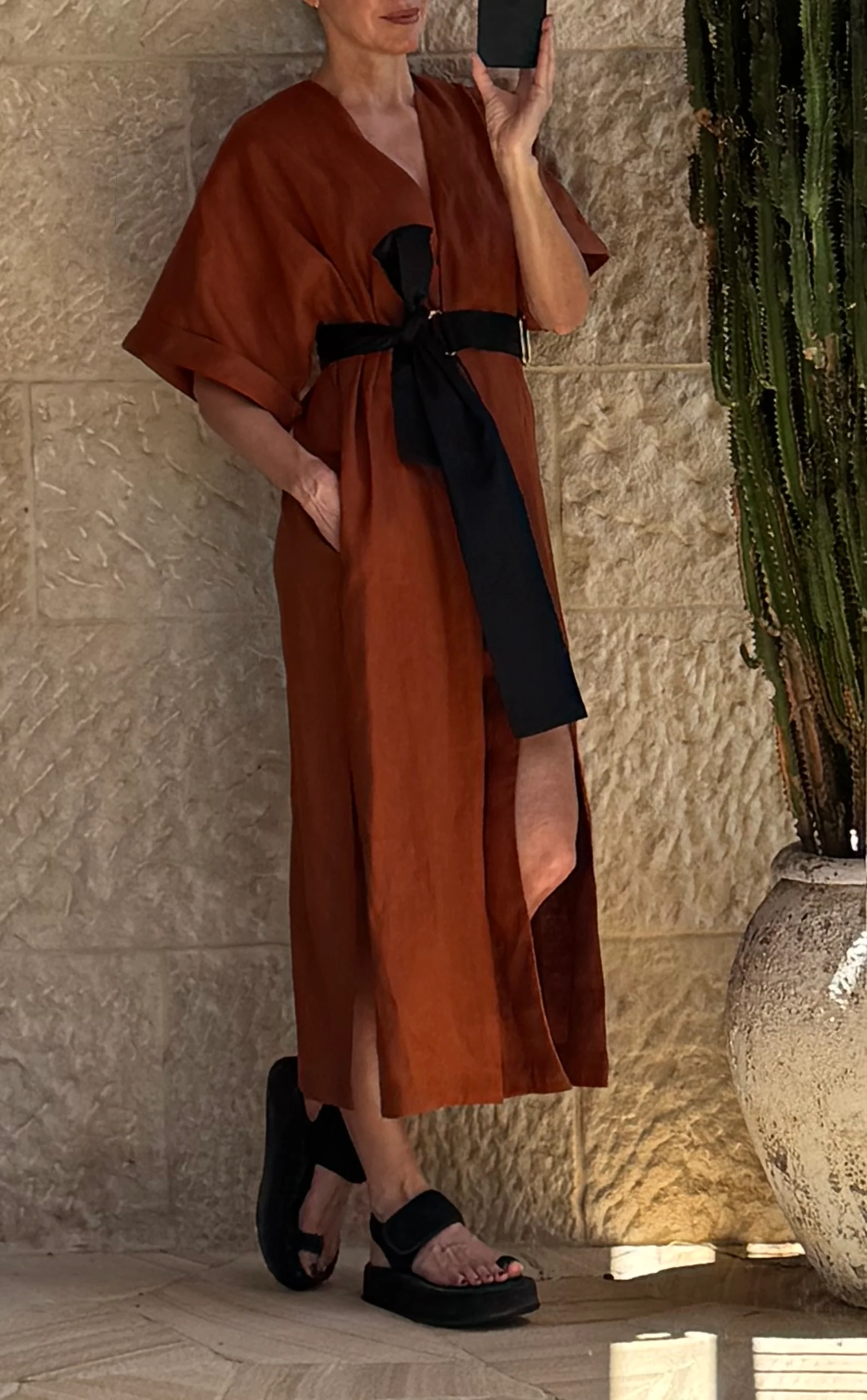 Paradiso Wrap Dress Long / Brick - Image 3